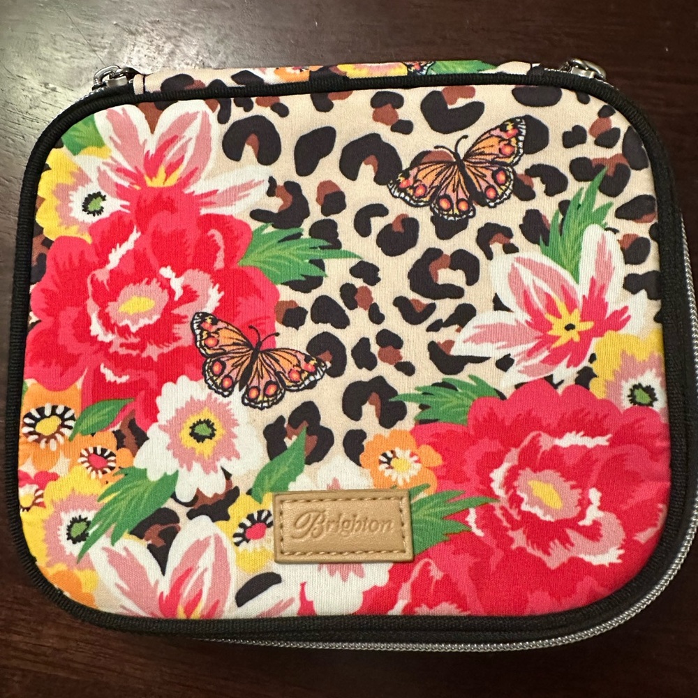 Brighton Red Floral and Leopard Print Jewelry travel case. Brand new with tag.